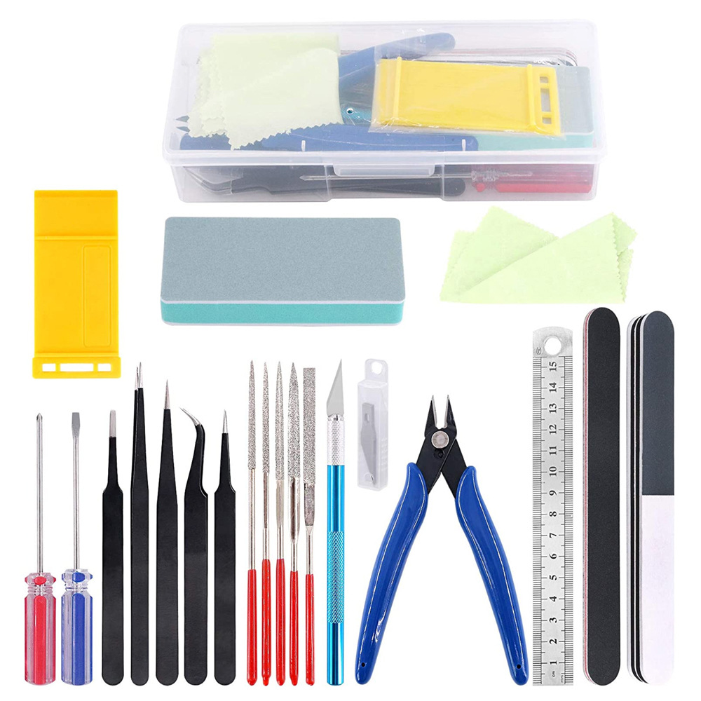 Modeling Tool Kit Tweezers Hobby Knife - モデルツールキット トリミングナイフ スクレーパー クリーニングニードル ピンセット ペンチ