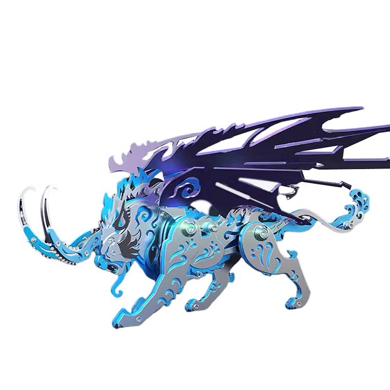 Metal 3D Puzzle Stainless Model Kit - Qiongqi-diyアセンブリ3Dメカニカルパズル、金属モデルキット、ステンレス鋼、獣モデルおもちゃセット、工芸品、おもちゃギフト、家の装飾