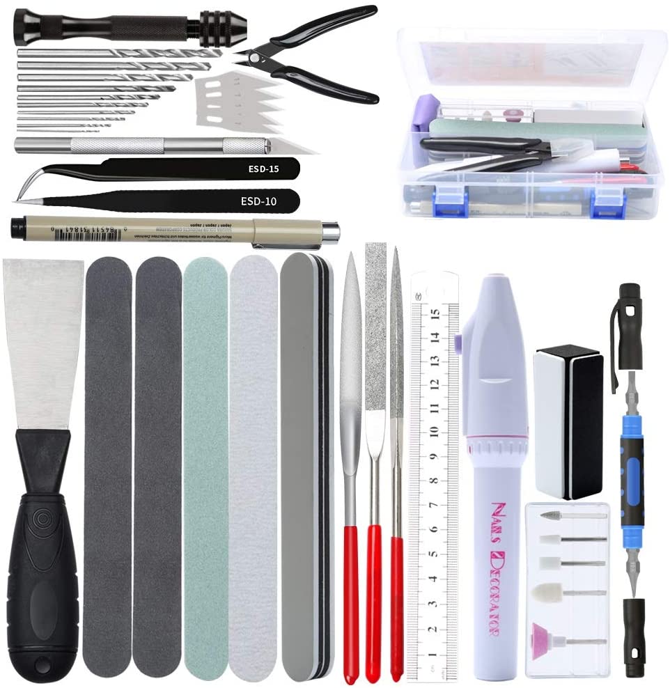 Modeling Tool Kit Tweezers Hobby Knife - Gundam-建設ツールセット,コンボアクセサリーキット,ピンセット,ミリタリーホビー用プライヤー,DIY,研磨ドリル,42 in 1