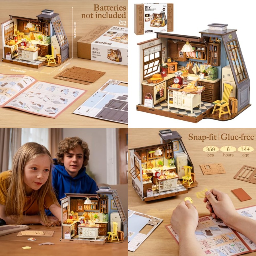Miniature Led Light Kit For Dollhouse - 大人向けDIYミニチュアハウスキット、LEDライト付きミニ木製ドールハウスキット、小さな家ジオラマ組み立てキット、誕生日クラフト