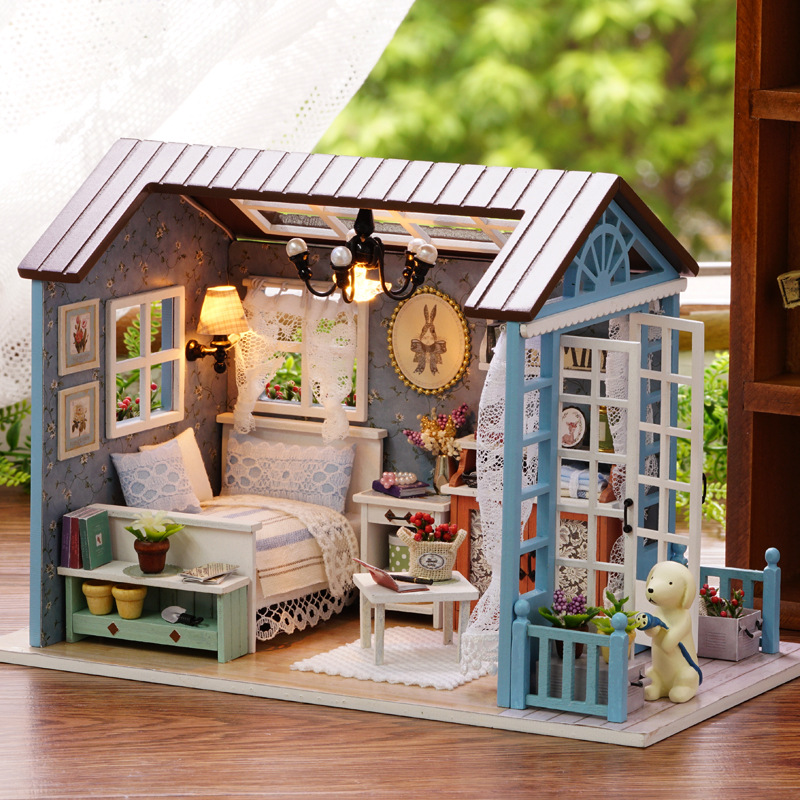 Miniature Led Light Kit For Dollhouse - ミニチュアドールハウスキット LEDライト付き DIY木製コテージ 3Dパズル クリエイティブ手作りおもちゃ ホームデコレーション