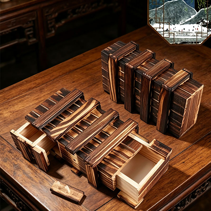 3D Wooden Mechanical Puzzle Marble Run - クラシックな3D脳トレ木製パズル、魔法のギフトボックス、隠しコンパートメント付きシークレットドロワー、大人と子供のためのIQ玩具