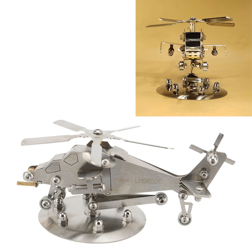 Metal 3D Puzzle Stainless Model Kit - ステンレス製ヘリコプターモデルキット 手作り工芸品 シルバーメタルヘリコプターモデル 3D構造 3Dパズルモデル オフィスデスク装飾