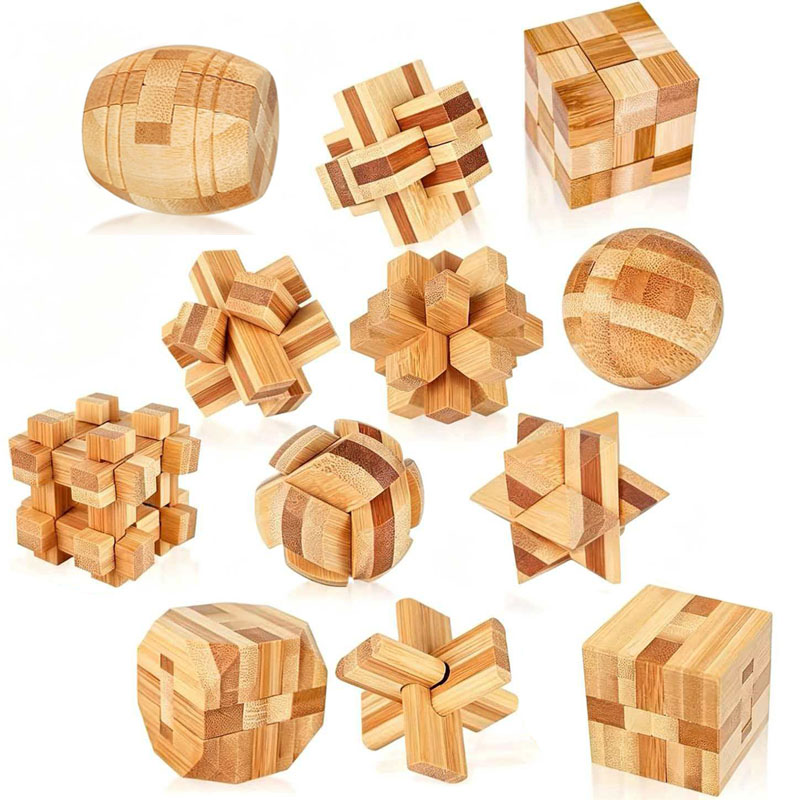 3D Wooden Mechanical Puzzle Marble Run - 新しい4.5cmルバンロックパズル竹製解錠インターロック脳トレおもちゃIQと論理テスト教育玩具子供と大人向け