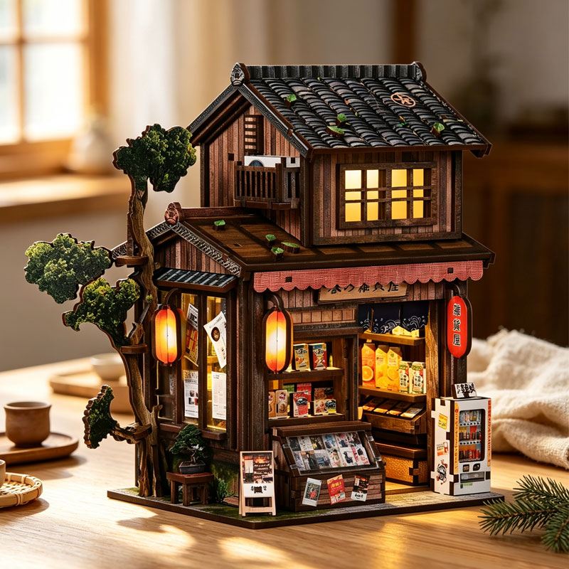 Miniature Led Light Kit For Dollhouse - DIYミニチュアハウスキット 3D木製パズル ブックヌック LEDライト付き 手作りミニドールハウス デコレーション