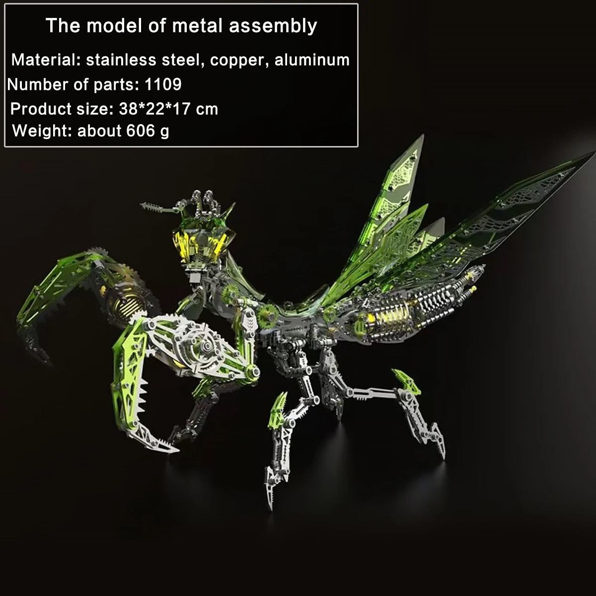 Metal 3D Puzzle Stainless Model Kit - 3Dパズル、メカニカル・マンティス、金属製モデルキット、DIY、パンク・マンティス、ステンレス製昆虫組み立ておもちゃ、大人向け - 1000ピース以上