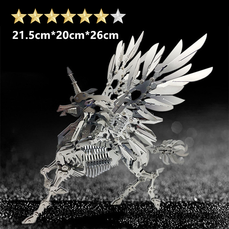 Metal 3D Puzzle Stainless Model Kit - 3D メタルパズル子供大人 DIY 組立機械ビッグユニコーン動物モデルステンレス鋼構築キット知育玩具