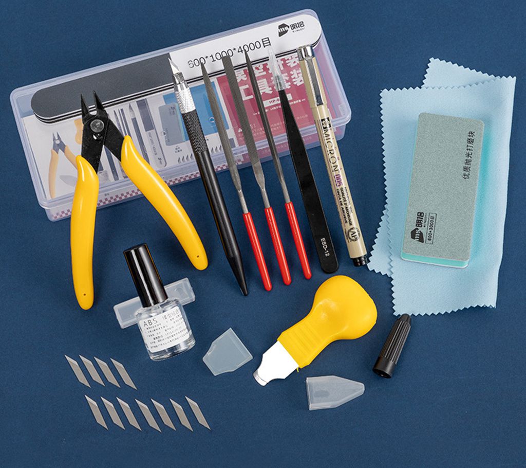 Modeling Tool Kit Tweezers Hobby Knife - ガンプラ模型ツールセット卸売 - サイドカッター、ホビーナイフ、ピンセット、ヤスリ、接着剤、サンディングブロック＆カッティングマットキット