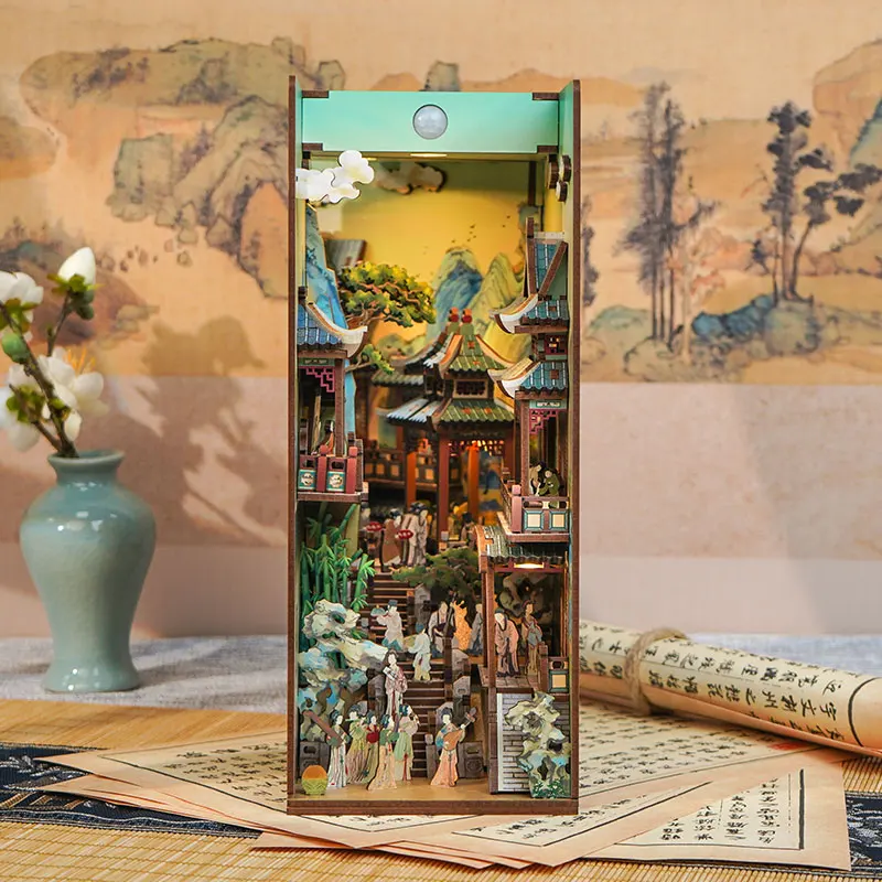 Book Nook Shelf Insert Alley Diy - DIY木製ブックnookシェルフインサートキット、ミニチュアアニメビルディング、ドールハウス家具、レーブックエンド、おもちゃギフト、家の装飾