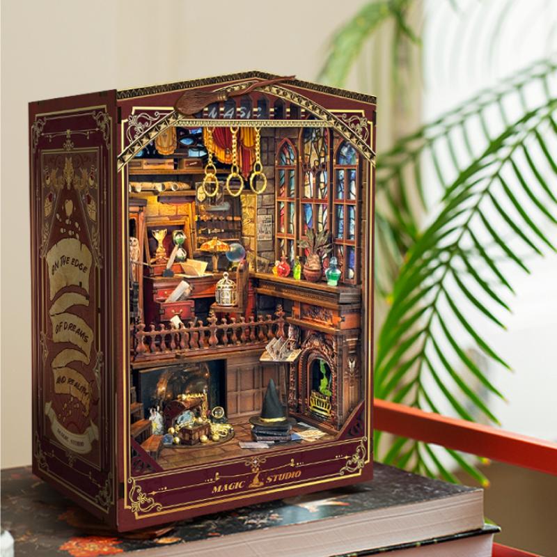 DIY ブックコーナー棚インサートキットマジックスタジオ本棚 - Diy Miniature Dollhouse Kit Book Nook のレビューと価格
