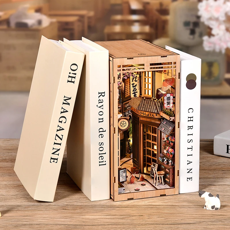 DIY木製和風ブックヌック棚用パーツキット、ミニチュアモデル - Book Nook Shelf Insert Alley Diy のレビューと価格