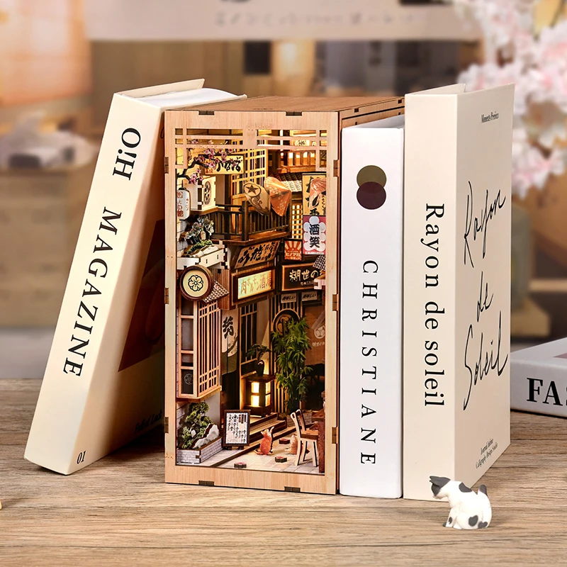 DIY木製和風ブックヌック棚用パーツキット、ミニチュアモデル - Book Nook Shelf Insert Alley Diy のレビューと価格