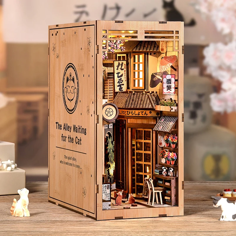 DIY木製和風ブックヌック棚用パーツキット、ミニチュアモデル - Book Nook Shelf Insert Alley Diy のレビューと価格