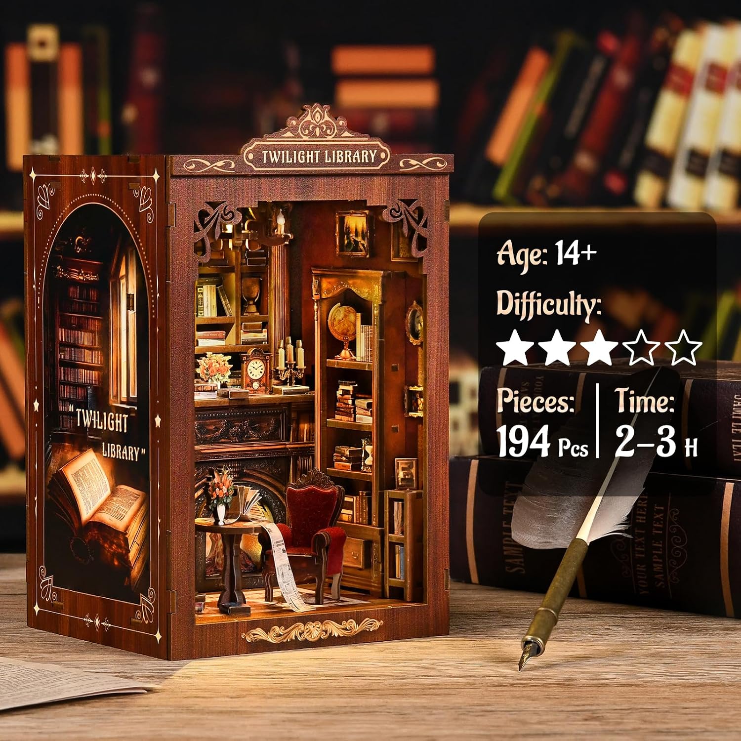 DIYブックヌックキット。ミニチュアの木製ドールハウス。ライ - Diy Miniature Dollhouse Kit Book Nook のレビューと価格