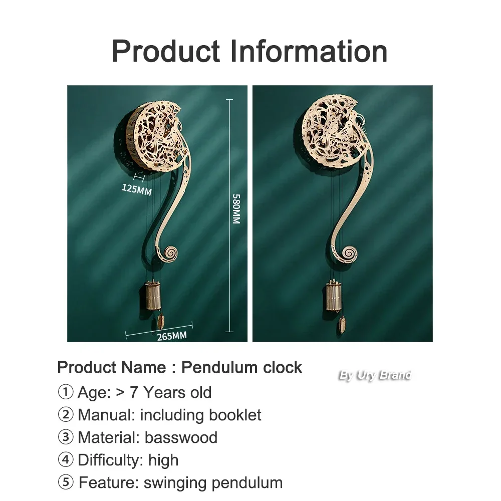 URY DIY 3D木製パズルフクロウ壁掛け時計 機械式モデ - Wooden Clock Puzzle Mechanical Pendulum のレビューと価格