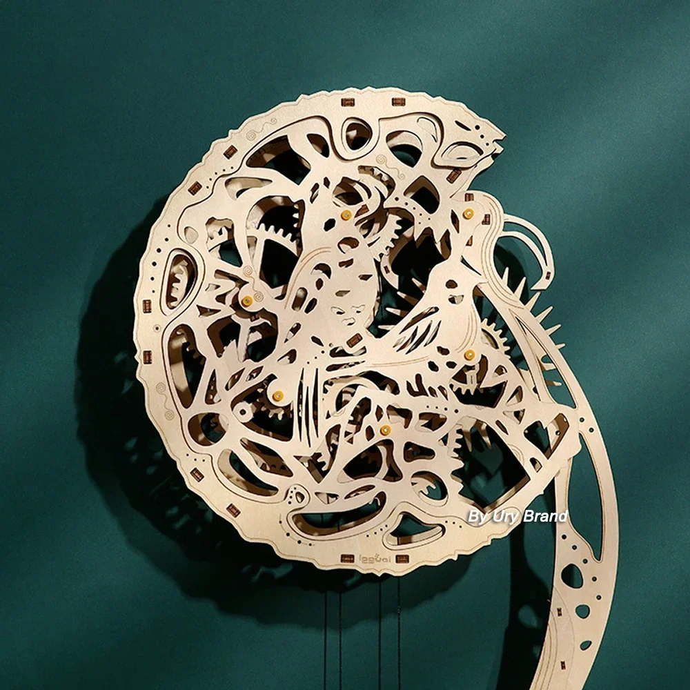 URY DIY 3D木製パズルフクロウ壁掛け時計 機械式モデ - Wooden Clock Puzzle Mechanical Pendulum のレビューと価格