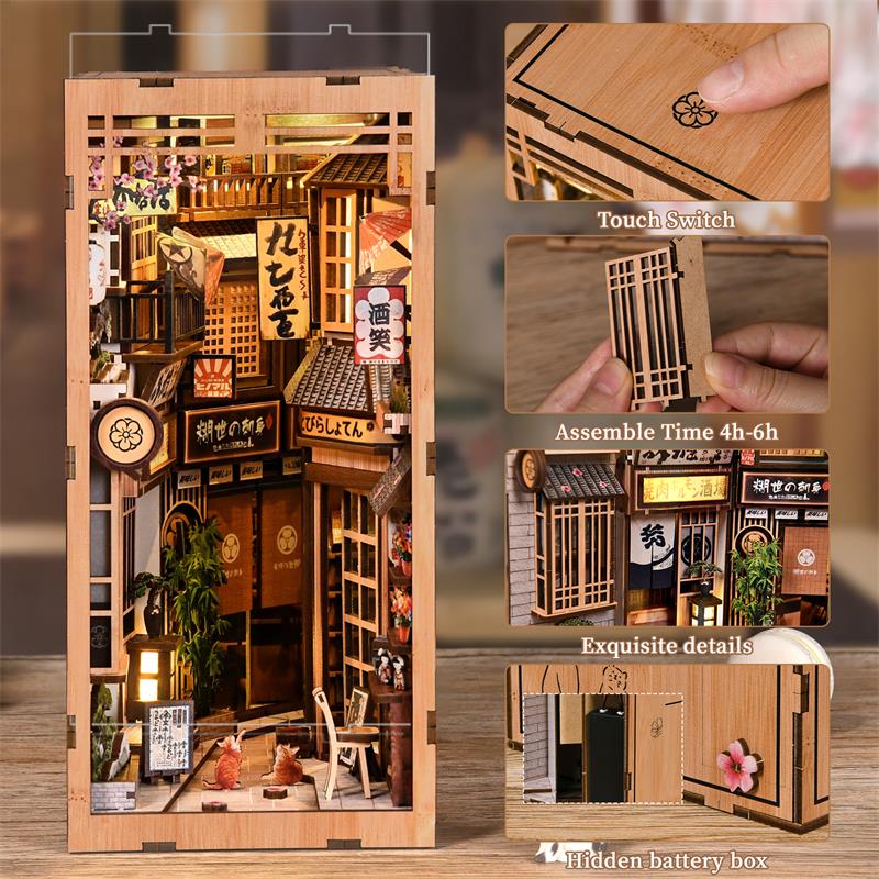 Zuuton LED ライト付き本棚デコレーションキット 日 - Book Nook Shelf Insert Alley Diy のレビューと価格