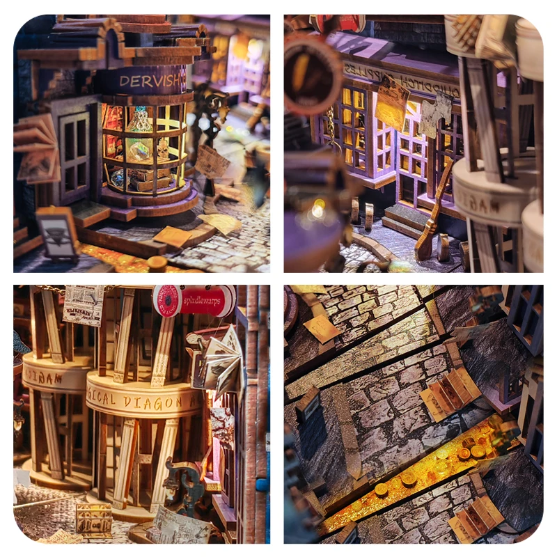 DIY木製ブックヌックシェルフ組み立てキット、ミニチュア建築 - Book Nook Shelf Insert Alley Diy のレビューと価格
