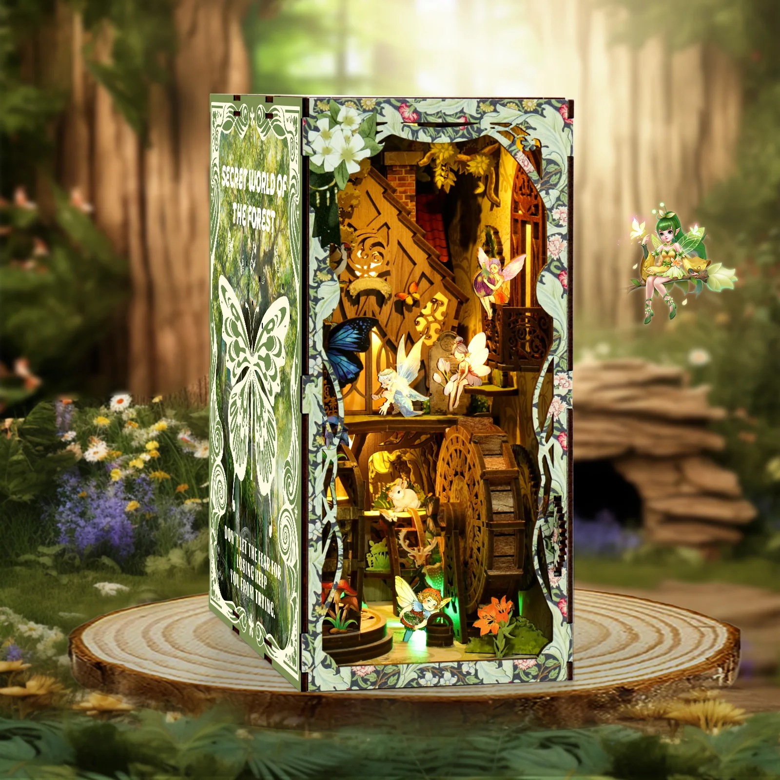 クールなDIYブックヌックミニチュアハウスキット 魔法の森木 - Diy Miniature Dollhouse Kit Book Nook のレビューと価格