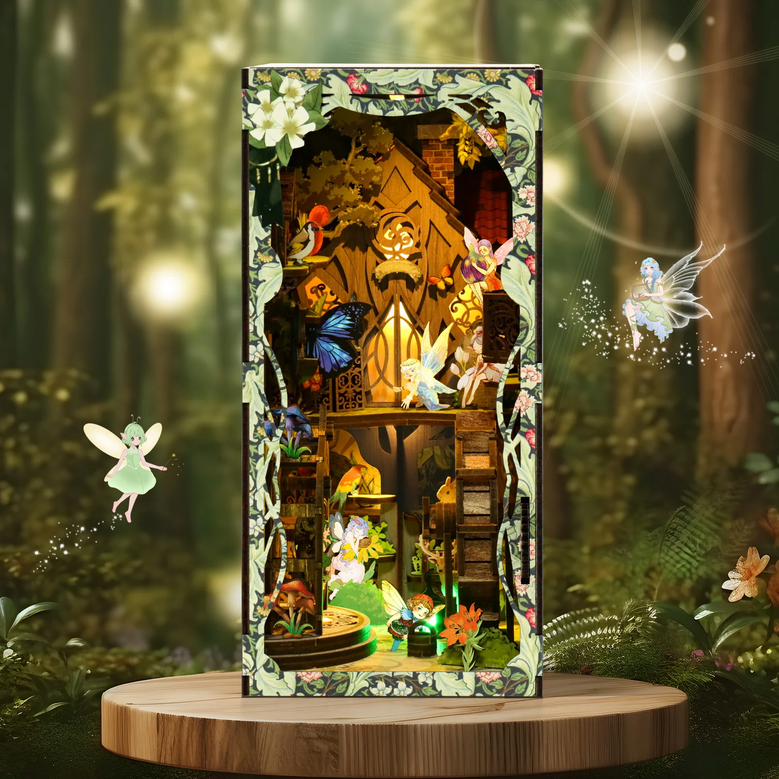 クールなDIYブックヌックミニチュアハウスキット 魔法の森木 - Diy Miniature Dollhouse Kit Book Nook のレビューと価格