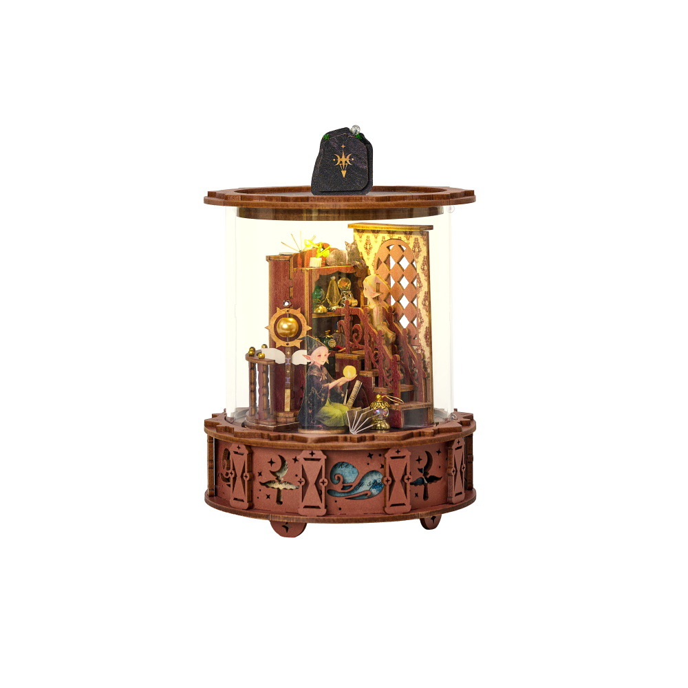 魔法のオルゴール 360 °   可視光回転 DIY 3D  - Music Box Wooden 3D Puzzle Rotating のレビューと価格