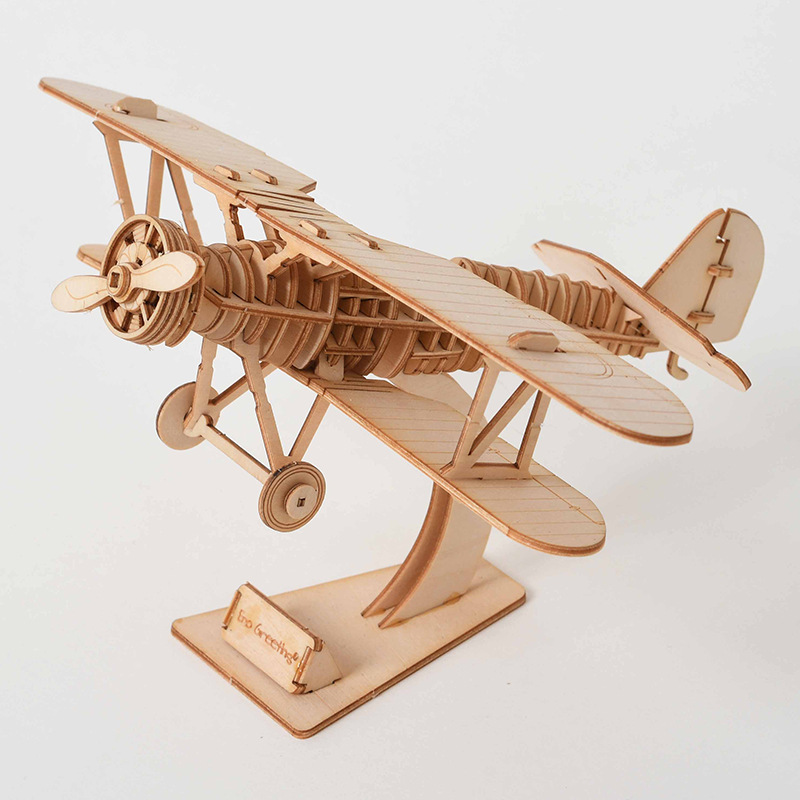 3D木製パズルDIYキット - レーザーカットの帆船、複葉機 - Laser Cut Wooden Model Kit Assembly のレビューと価格