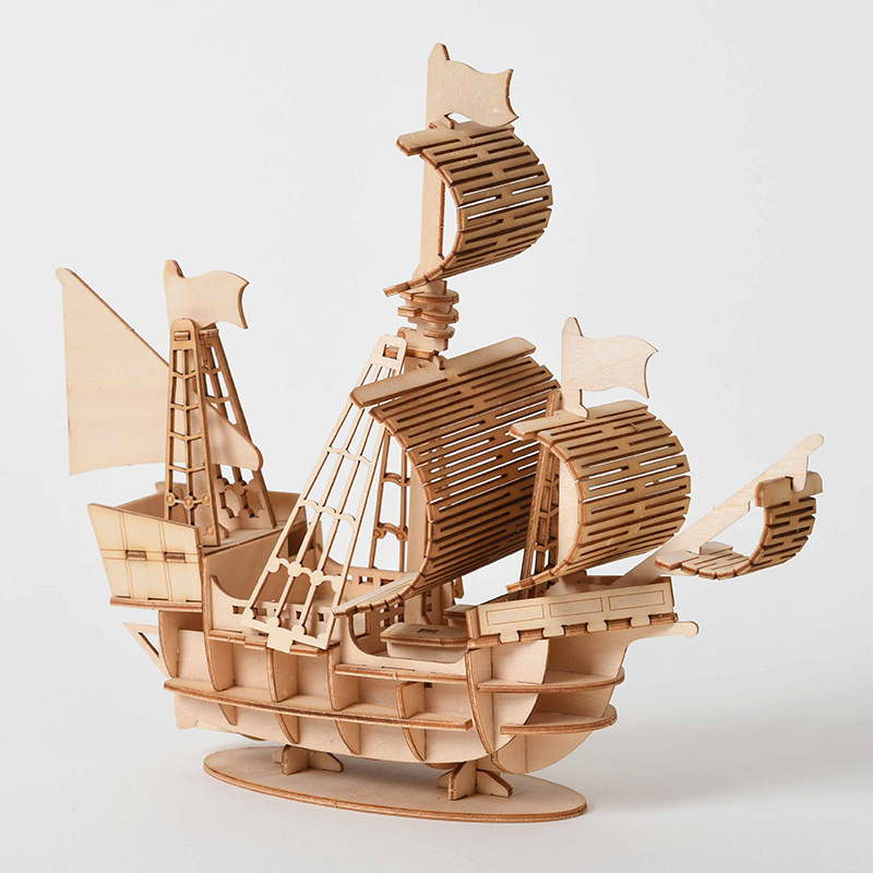 3D木製パズルDIYキット - レーザーカットの帆船、複葉機 - Laser Cut Wooden Model Kit Assembly のレビューと価格