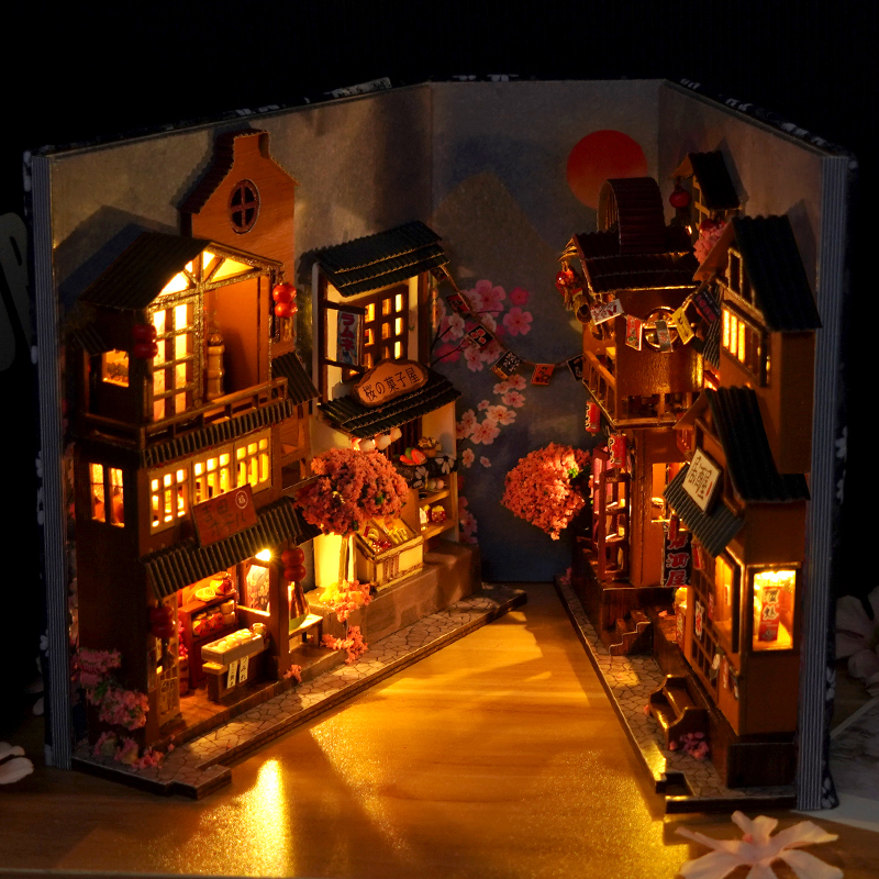 日本のレトロな DIY 木製ブックヌック棚インサートミニチュ - Book Nook Shelf Insert Alley Diy のレビューと価格
