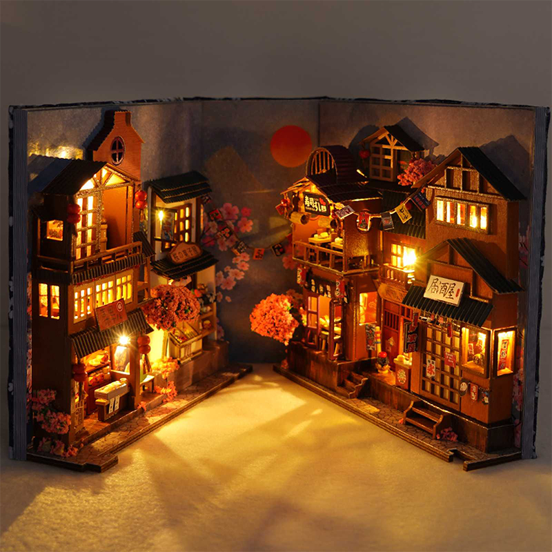 日本のレトロな DIY 木製ブックヌック棚インサートミニチュ - Book Nook Shelf Insert Alley Diy のレビューと価格