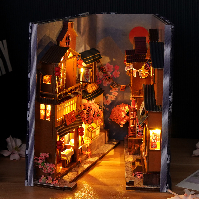 日本のレトロな DIY 木製ブックヌック棚インサートミニチュ - Book Nook Shelf Insert Alley Diy のレビューと価格