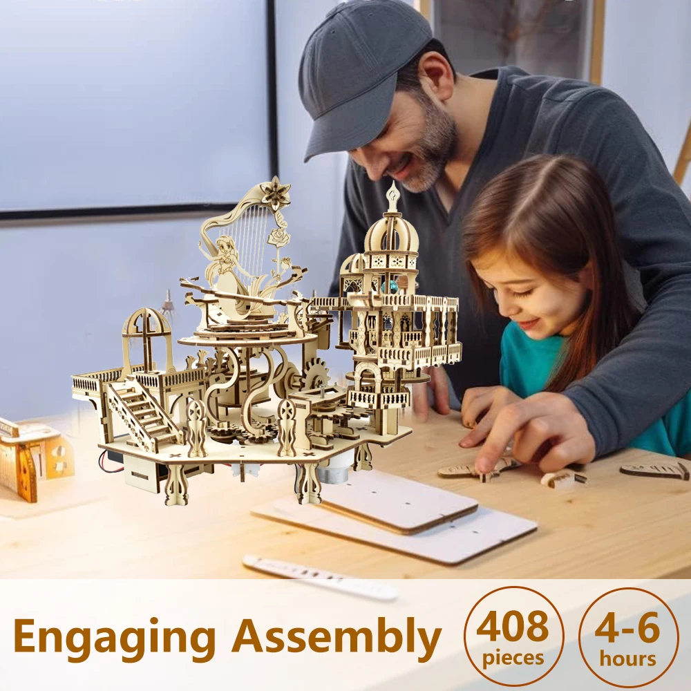 最新の 3D 木製パズル ミステリー アイランド オルゴール - 3D Wooden Mechanical Puzzle Marble Run のレビューと価格