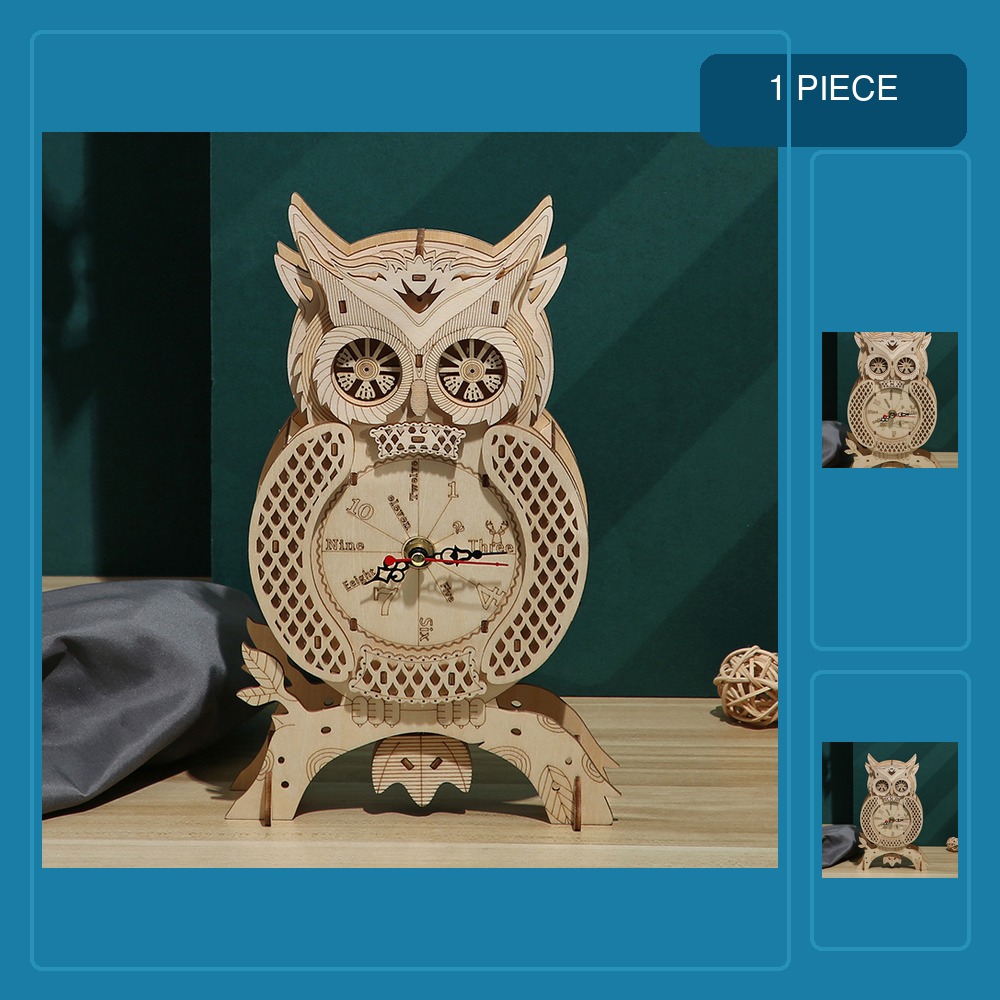 木製フクロウ卓上振り子時計機械モデルDIY組み立てキット3D - Wooden Clock Puzzle Mechanical Pendulum のレビューと価格
