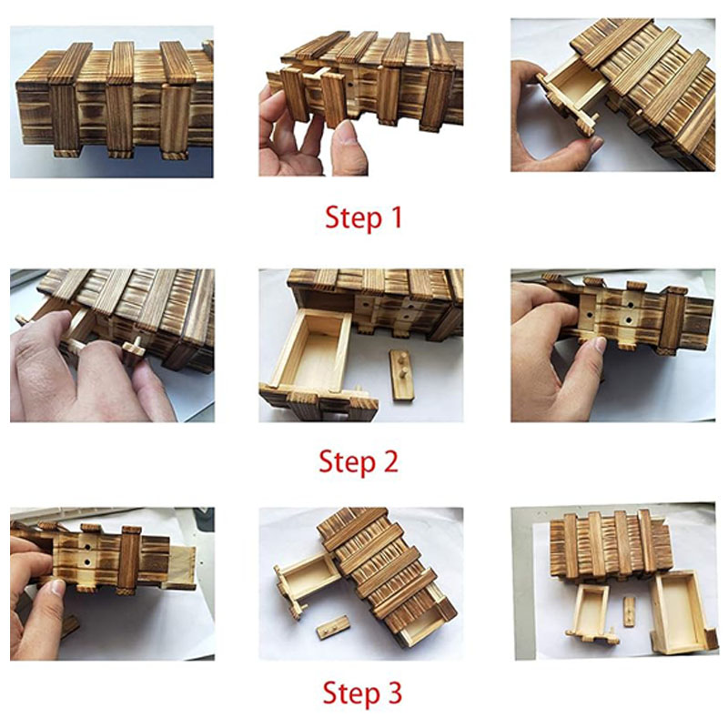 クラシックな3D脳トレ木製パズル、魔法のギフトボックス、隠し - 3D Wooden Mechanical Puzzle Marble Run のレビューと価格