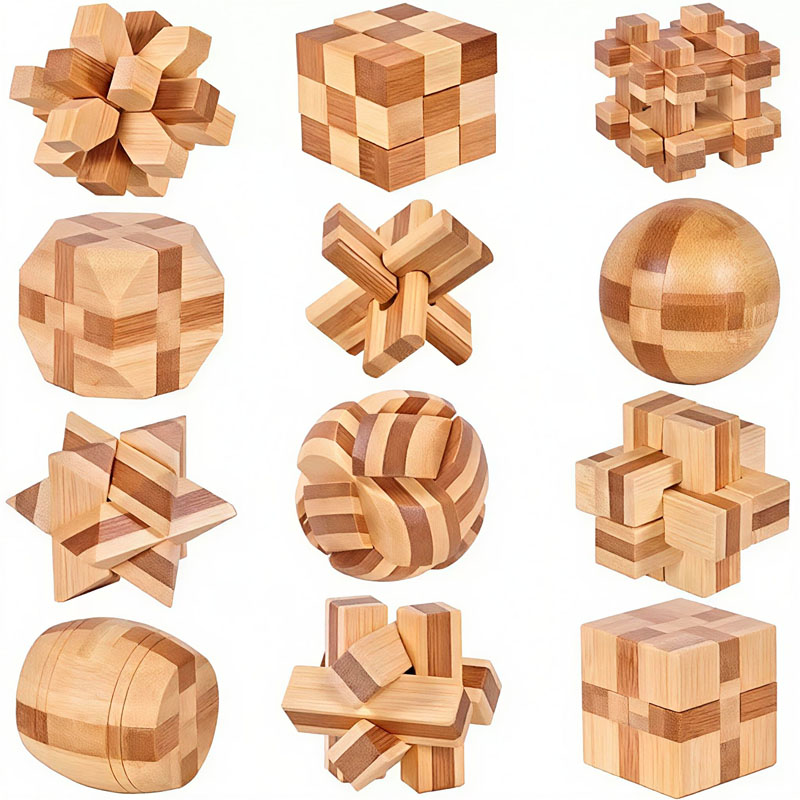 新しい4.5cmルバンロックパズル竹製解錠インターロック脳ト - 3D Wooden Mechanical Puzzle Marble Run のレビューと価格