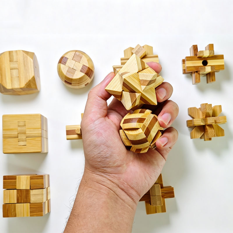 新しい4.5cmルバンロックパズル竹製解錠インターロック脳ト - 3D Wooden Mechanical Puzzle Marble Run のレビューと価格