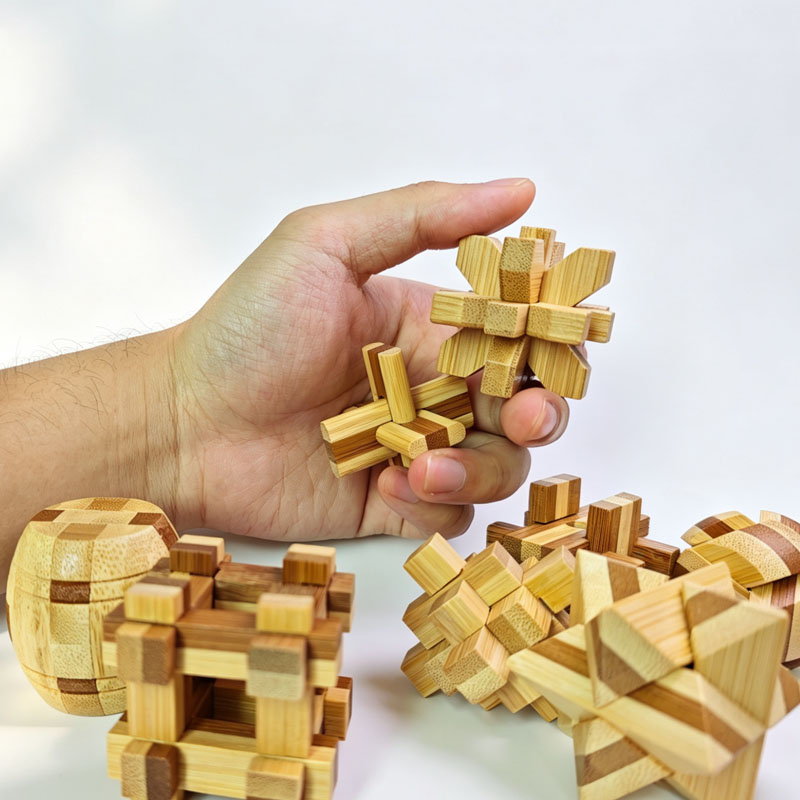 新しい4.5cmルバンロックパズル竹製解錠インターロック脳ト - 3D Wooden Mechanical Puzzle Marble Run のレビューと価格
