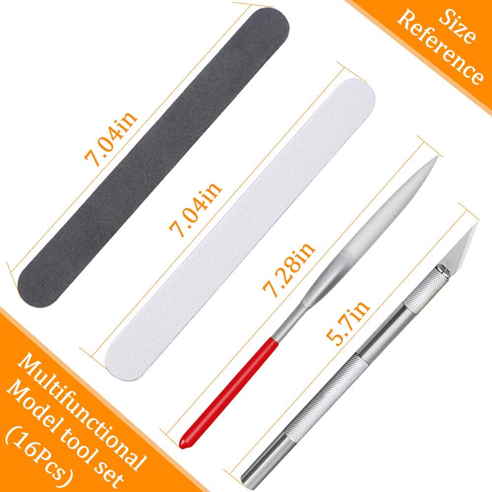 16 in 1 モデル構築ツールセットコンボアクセサリーキッ - Modeling Tool Kit Tweezers Hobby Knife のレビューと価格