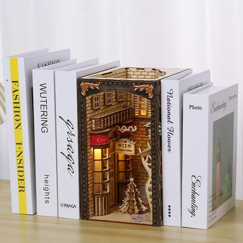 新しいクリエイティブDIY木製ブックヌック棚インサートキット - Book Nook Shelf Insert Alley Diy のレビューと価格