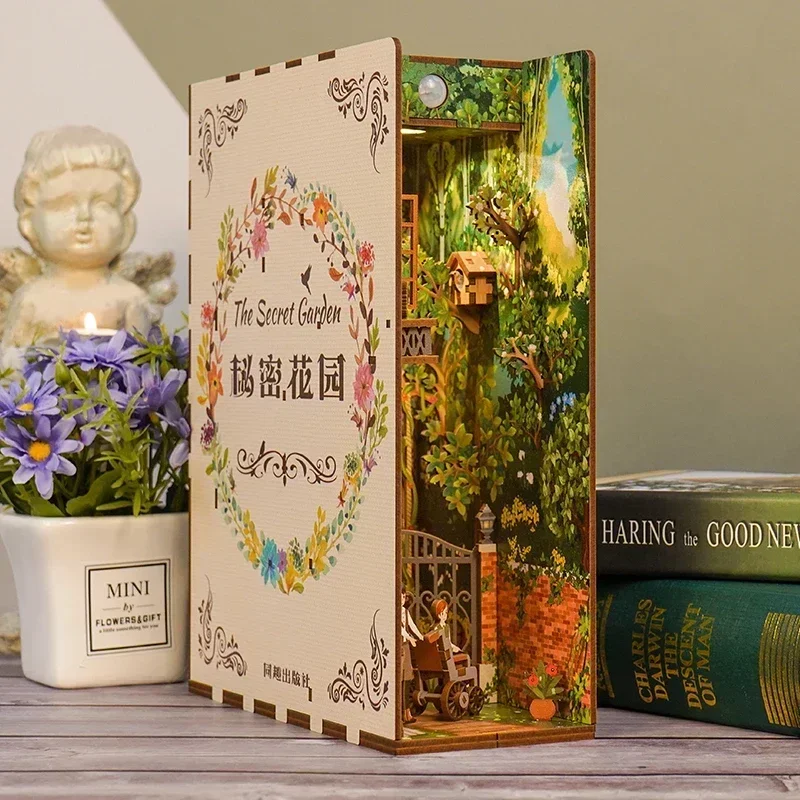 DIY木製ブックヌックシェルフインサートキット、ミニチュアシ - Diy Miniature Dollhouse Kit Book Nook のレビューと価格