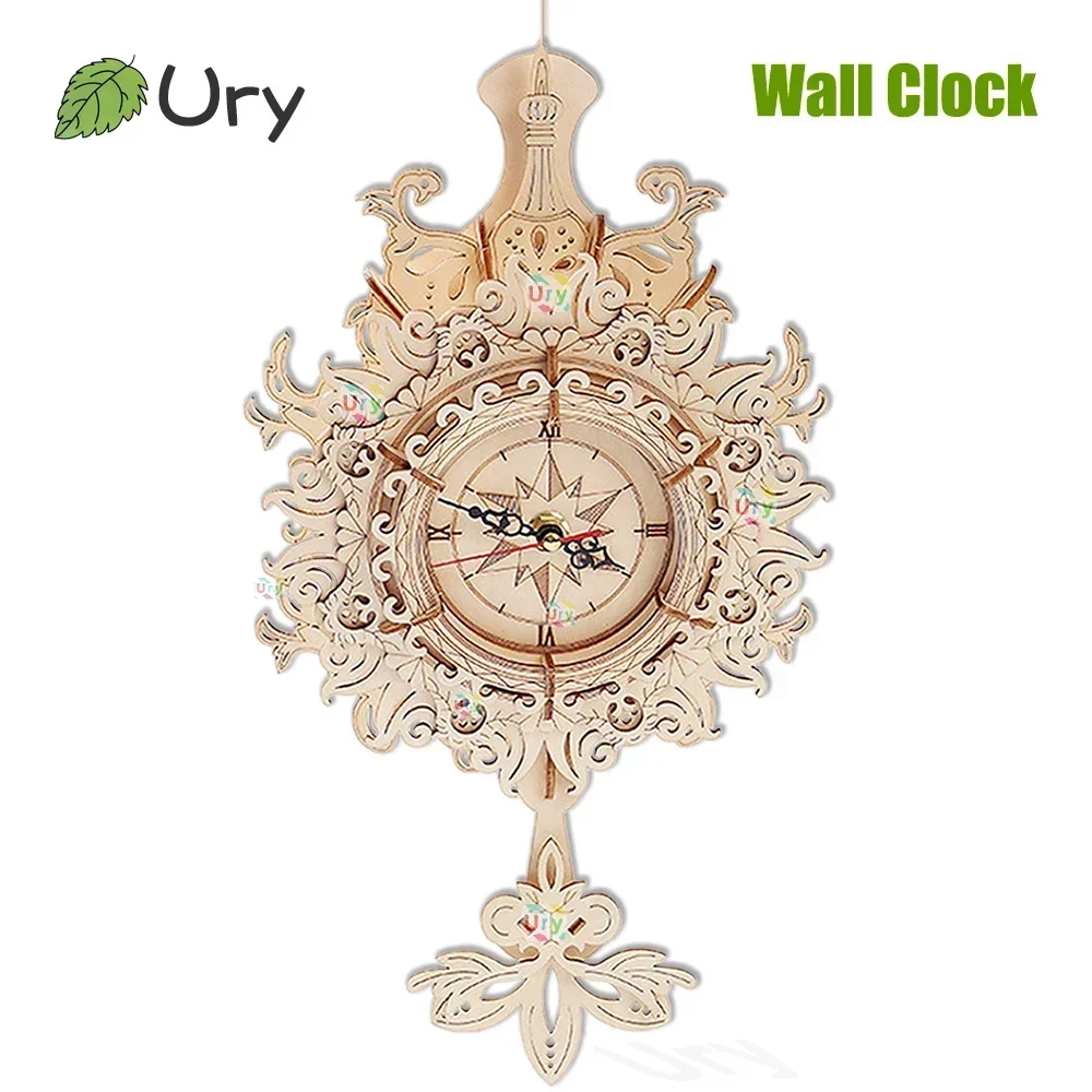 URY 3D木製パズル レトロ壁掛け時計 機械式モデル 組み - Wooden Clock Puzzle Mechanical Pendulum のレビューと価格
