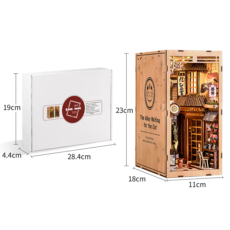 LED木製ブックヌックキット DIY 3Dパズル ミニチュア - Diy Miniature Dollhouse Kit Book Nook のレビューと価格