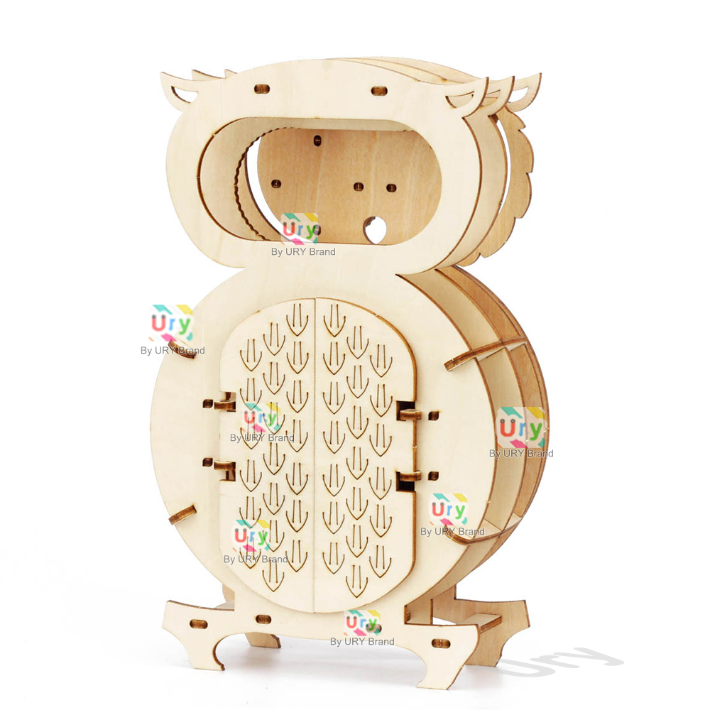 Ury 3D木製パズル レトロ振り子フクロウ壁掛け時計モデル - Wooden Clock Puzzle Mechanical Pendulum のレビューと価格