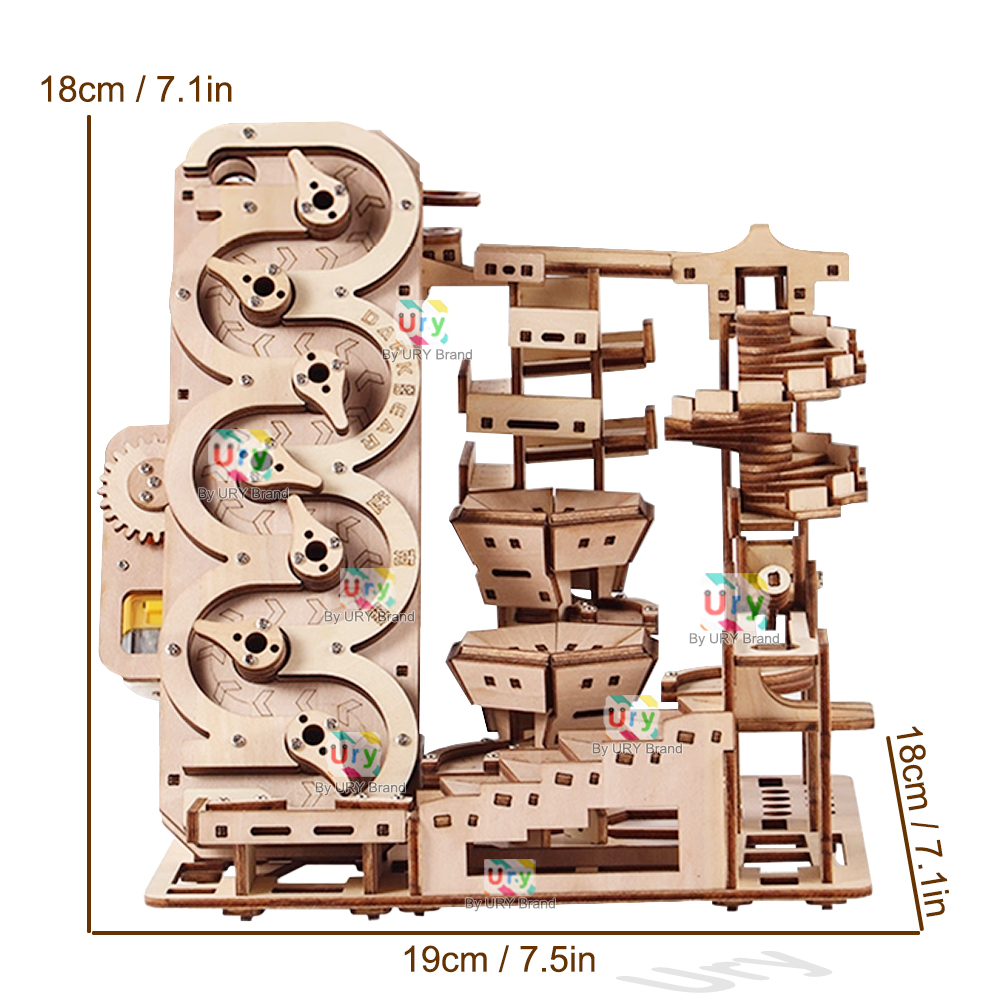 ウリ3D木製パズル電動トラックデバイスマーブルランセット逆流 - 3D Wooden Mechanical Puzzle Marble Run のレビューと価格