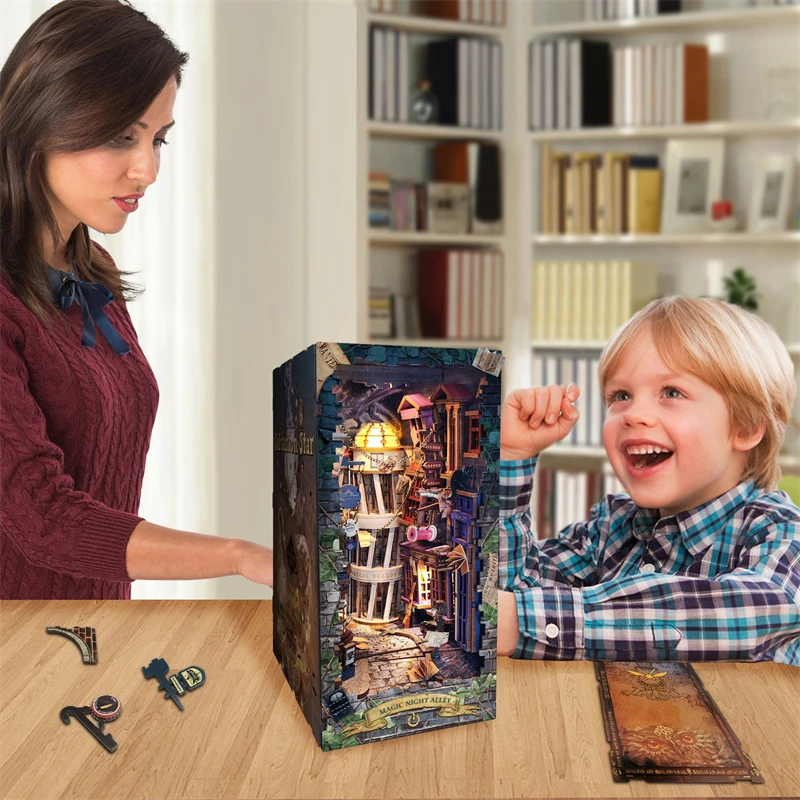 新しいレトロDIY木製ブックヌック棚インサートミニチュアキッ - Book Nook Shelf Insert Alley Diy のレビューと価格