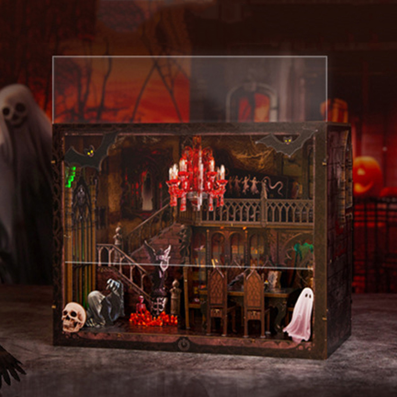 DIY木製ブックヌック棚インサートキット ハロウィン ダーク - Diy Miniature Dollhouse Kit Book Nook のレビューと価格