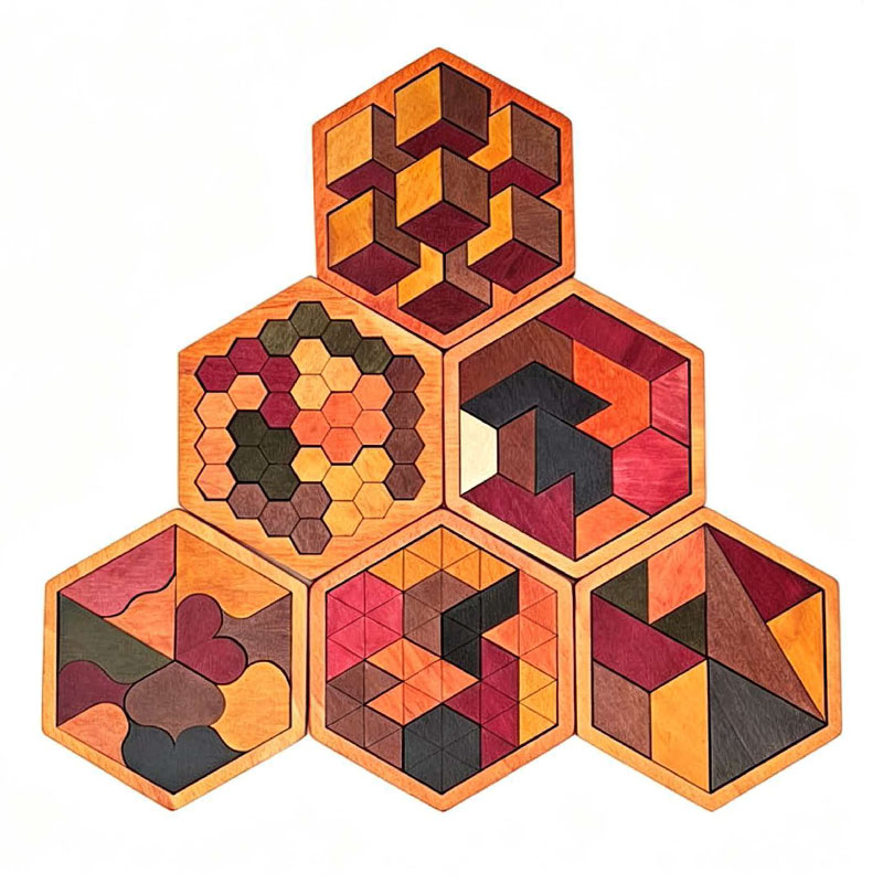 木製の六角形タングラムパズル。幾何学的な図形パターンのブロッ - 3D Wooden Mechanical Puzzle Marble Run のレビューと価格