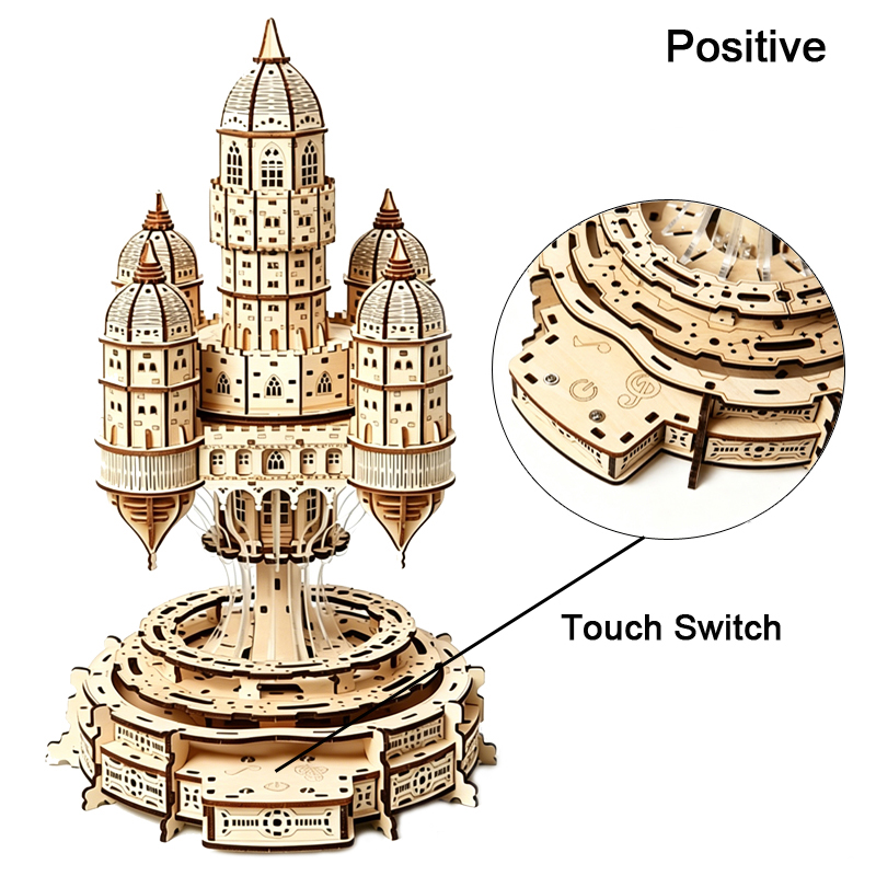 天の城ラピュタ3D木製パズル回転式オクターブボックスライト付 - Music Box Wooden 3D Puzzle Rotating のレビューと価格