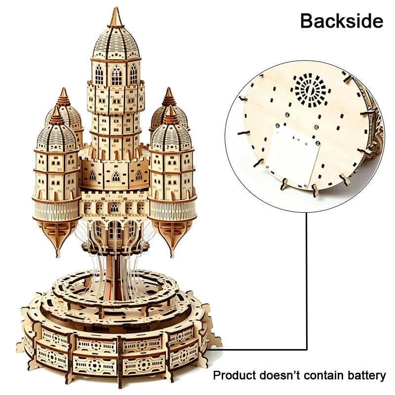 天の城ラピュタ3D木製パズル回転式オクターブボックスライト付 - Music Box Wooden 3D Puzzle Rotating のレビューと価格