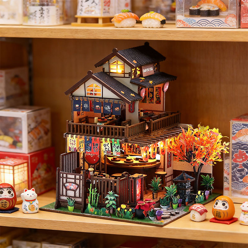 日本の居酒屋寿司レストランDIYミニチュアドールハウスキット - Miniature Led Light Kit For Dollhouse のレビューと価格