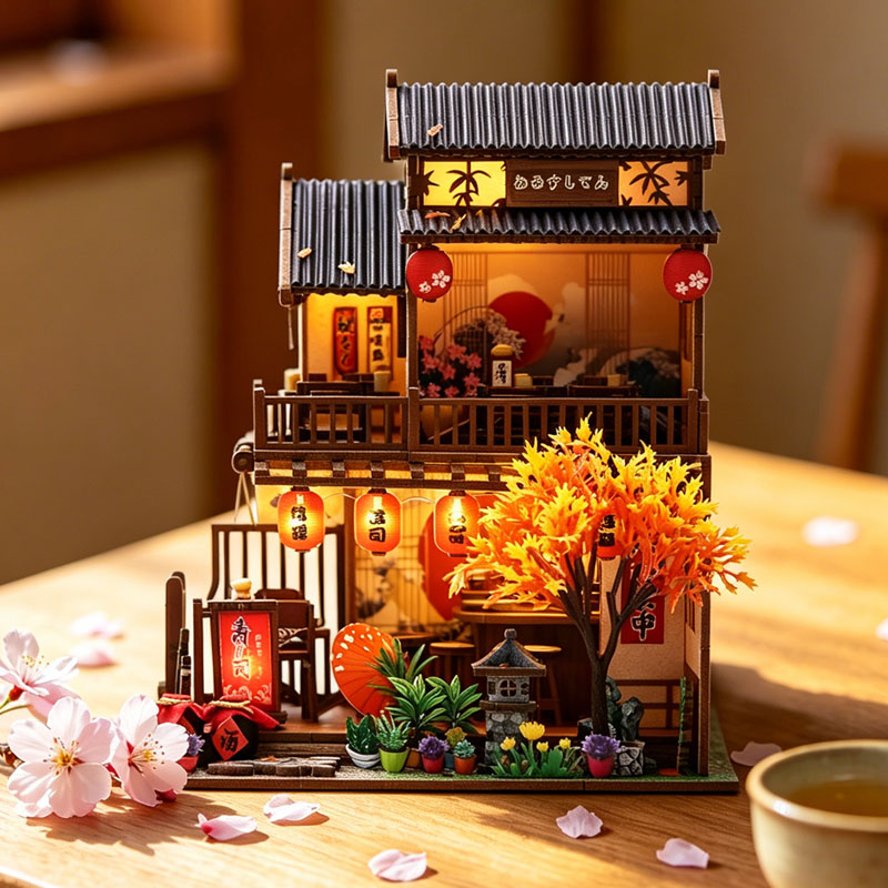 日本の居酒屋寿司レストランDIYミニチュアドールハウスキット - Miniature Led Light Kit For Dollhouse のレビューと価格